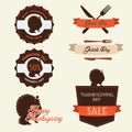 Set of vintage thanksgiving day labels Royalty Free Stock Photo