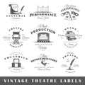 Set of vintage theatre labels