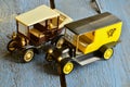 Set of vintage toy cars with plastic coachwork Royalty Free Stock Photo