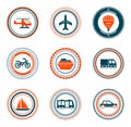 Set of vintage transportation stamps icons Royalty Free Stock Photo