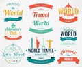 Set of vintage Travel badges and labels. Holiday Elements Icons. Travel and Tourism. Vector