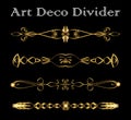 Set of vintage typographic divider in gold art deco design, luxurious decorative separator elements for print, restaurant menus, l