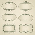 Set of vintage vector labels, frames, borders. Royalty Free Stock Photo