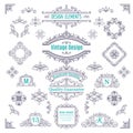 Set of Vintage Vector Line Art Calligraphic Royalty Free Stock Photo