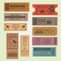 Set of vintage vector tickets Royalty Free Stock Photo