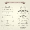 Set of vintage vignettes, dividers and separators Royalty Free Stock Photo