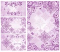 Set of vintage violet cards