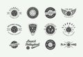 Set of vintage volleyball labels, emblems and logo. Vector illustration. Graphic Art.