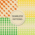 Set of vintage wavy seamless patterns for printing