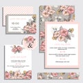 Set of vintage wedding invitation cards. Royalty Free Stock Photo