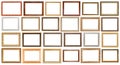 Set of vintage wide wooden picture frames isolated Royalty Free Stock Photo