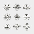 Set of vintage wilderness logos. hand drawn retro styled outdoor adventure emblems. vector illustration Royalty Free Stock Photo