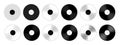 Set of vinyl disc icons. Turntable LP record disks isolated on white background. DJ equipment. 70s 80s 90s discotheque Royalty Free Stock Photo