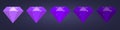 set of violet flat diamond on dark background