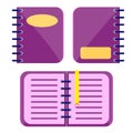 Set of violet notebook