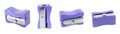 Set with violet pencil sharpeners on white background. Banner design Royalty Free Stock Photo
