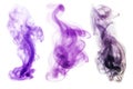 Set Violet Smoke On White Background. Generative AI Royalty Free Stock Photo