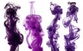 Set Violet Smoke On White Background. Generative AI Royalty Free Stock Photo