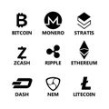 Set of virtual coins icons