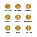 Set of virtual coins icons