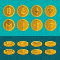 Set of virtual coins icons