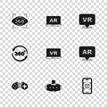 Set Virtual reality glasses, Augmented AR, 3d modeling, 360 degree view, and icon. Vector Royalty Free Stock Photo