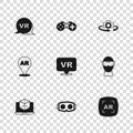 Set Virtual reality glasses, Augmented AR, 360 degree view, Gamepad and icon. Vector Royalty Free Stock Photo