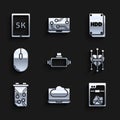 Set Virtual reality glasses, Cloud technology data transfer and storage, 3D printer, Processor, Video graphic card Royalty Free Stock Photo