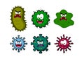 Set of virus and bacterial icons in various types