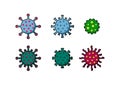 Set of virus and bacterial icons in various types. illustration of a deadly disease outbreak. vector of HIV, AIDS, SARS, MERS,