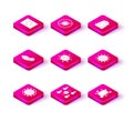 Set Virus, spread, Reddish eye due to virus, Bar of soap, Rabies and Stop icon. Vector