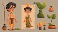 set of Vishu a cartoon characters and design elements