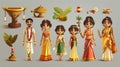 set of Vishu a cartoon characters and design elements