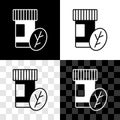 Set Vitamin complex of pill capsule icon isolated on black and white, transparent background. Healthy lifestyle. Vector Royalty Free Stock Photo