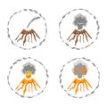 Set of volcano logos isolated on white. Royalty Free Stock Photo