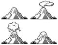 Set of volcanoes of varying degrees of eruption.