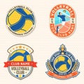 Set of Volleyball club emblem, patch, sticker. Vector illustration. For college league sport club emblem, sign, logo
