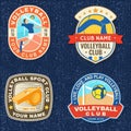 Set of Volleyball club emblem, patch, sticker. Vector illustration. For college league sport club emblem, sign, logo