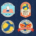 Set of Volleyball club emblem, patch, sticker. Vector illustration. For college league sport club emblem, sign, logo