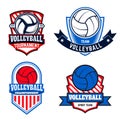 Set of volleyball labels and logos for volleyball teams