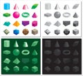 Set of volumetric geometrical colored shapes