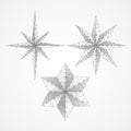 Set of Volumetric stars. Eight and six rays. Polygonal space low poly with connecting dots and lines. wireframe. Vector