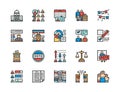 Set of Voting and Elections Color Line Icons. Politician, Debates, Vote and more