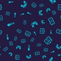 Set VR controller game, 3d modeling, Gamepad and on seamless pattern. Vector Royalty Free Stock Photo