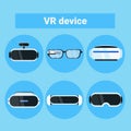 Set Of Vr Devices Icons Modern Virtual Reality Goggles, Glasses And Headset Collection