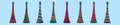 Set of vuvuzela cartoon icon design template with various models. vector illustration isolated on blue background Royalty Free Stock Photo