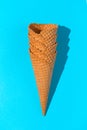 A set of waffle cones on a blue background. Royalty Free Stock Photo