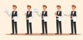 Set of Waiter character design. Vector design