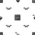 Set Waiter robot, Computer api interface and Drone on seamless pattern. Vector Royalty Free Stock Photo
