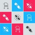 Set Walker, Prosthesis hand and Joint pain, knee pain icon. Vector Royalty Free Stock Photo